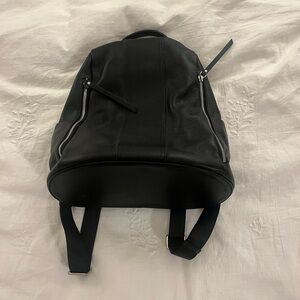 Black Pebbled Leather Convertible Backpack
